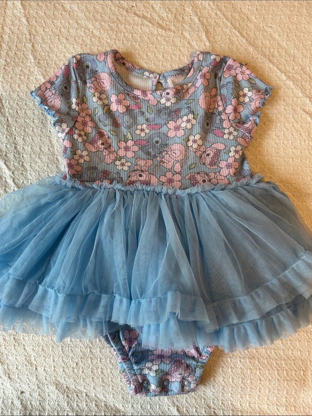 Disney Blue and Pink Floral Tulle Skirt Dress